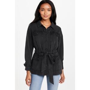 Young Fabulous & Broke Utility Jacket Women Small Tencel Gray Belted Goth Grunge